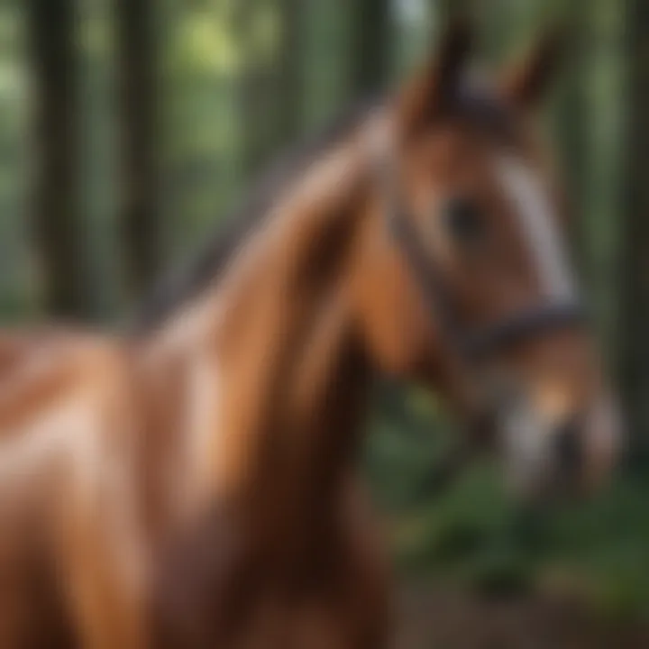 A horse in a calm environment during a health assessment