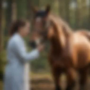 A veterinarian examining a horse with a scope