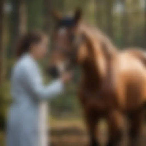 A veterinarian examining a horse with a scope