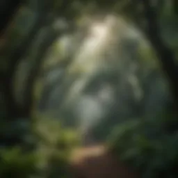 Lush green canopy of a tropical rainforest