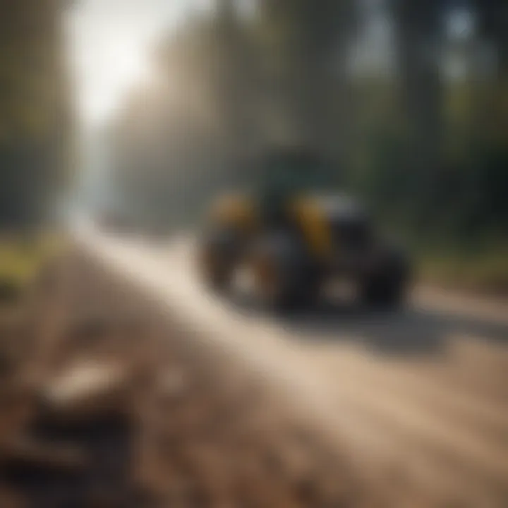 Construction crew working on a gravel road