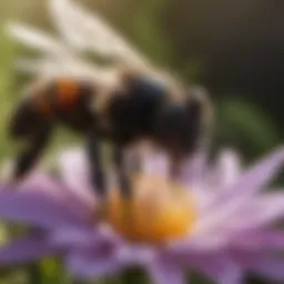 Close-up view of a black bee on a flower