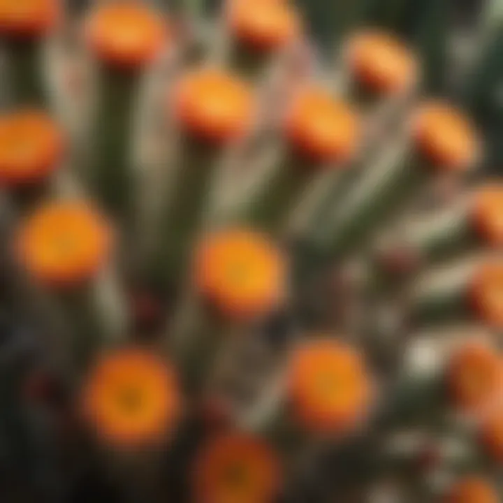 Close-up of Sonora cactus spines and flowers