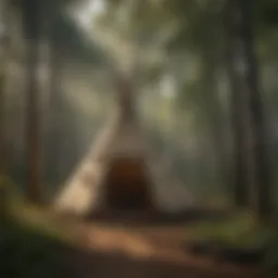 Traditional teepee structure showcasing the poles used in construction