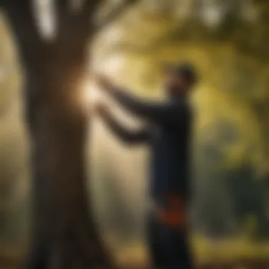 A professional demonstrating proper pruning techniques on a tree.