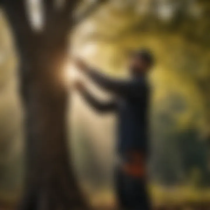 A professional demonstrating proper pruning techniques on a tree.