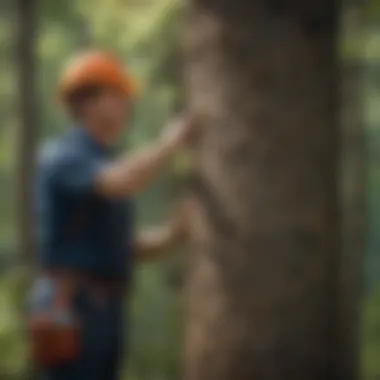 Professional arborist assessing tree health