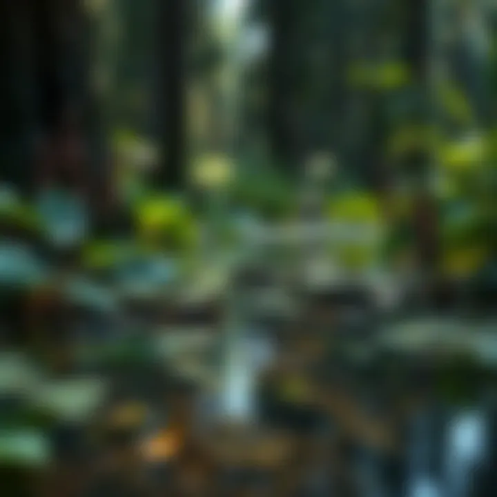 Diverse Aquatic Flora in Forest Management A serene aquatic landscape showcasing diverse plant species in a forested area