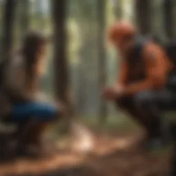 Hunters engaging in a safety course outdoors