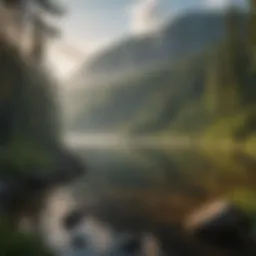 Scenic view of Wade Lake surrounded by lush forests