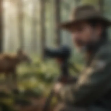 Observation in Wildlife Conservation Wildlife conservationist observing animals in their natural habitat