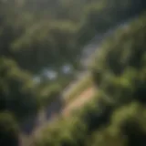 Aerial view of Woody Mountain Campground showcasing lush green surroundings