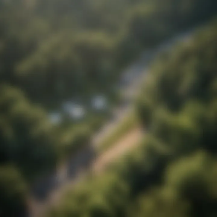 Aerial view of Woody Mountain Campground showcasing lush green surroundings