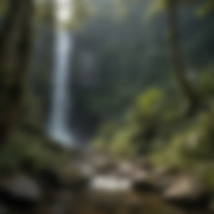 A stunning view of Yunque Waterfall cascading through a lush rainforest